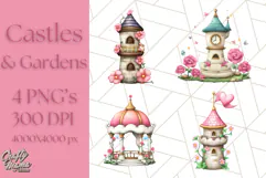 Princess Castle Clipart PNG, Enchanted Garden Artwork Product Image 1