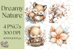 Dreamy Nature Clipart PNG, Whimsical Forest Elements Product Image 1