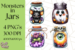 Halloween Monster Clipart PNG, Monsters in Jars, Spooky Png Product Image 1