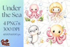 Under the Sea Nursery Clipart, Ocean Animals PNG Product Image 1