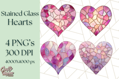 Stained Glass Heart PNG Clipart in Pastel and Bright Colors Product Image 1