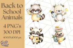Cute Back to School Animals PNG Clipart with Books &amp; Bags Product Image 1