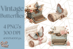 Vintage Butterfly PNG Clipart, Fairytale Cottagecore Images Product Image 1