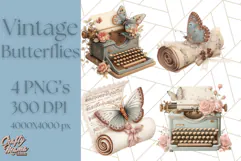 Vintage Butterfly PNG Clipart, Fairytale Cottagecore Images Product Image 1