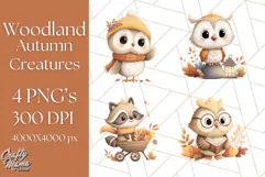 Woodland Autumn Critters PNG Clipart, Cute Fall Animals Product Image 1