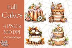 Fall Cake Clipart PNG, Autumn Cakes With Pumpkins Product Image 1