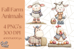 Fall Farm Animal Clipart, Autumn Barnyard PNG Illustrations Product Image 1