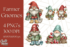 Farmer Gnome Clipart, Cute Farm Gnomes PNG Illustrations Product Image 1