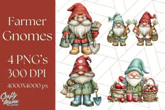 Farmer Gnome Clipart, Cute Farm Gnomes PNG Illustrations Product Image 1