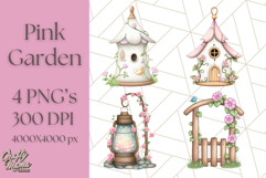 Pink Cottagecore Garden PNG Clipart, Vintage Floral Art Product Image 1
