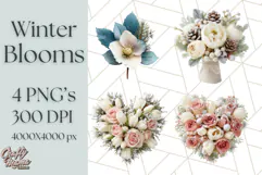 Whimsy Winter Florals Clipart PNG, Christmas Png Clipart Product Image 1