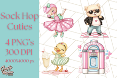 Sock Hop Animal Dance Party PNG Clipart, Cute Retro 1950s Product Image 1