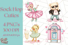 Sock Hop Animal Dance Party PNG Clipart, Cute Retro 1950s Product Image 1