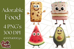 Cute Food PNG Clipart, 3D Adorable Kawaii Characters Png Product Image 1