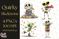 Quirky Skeleton Clipart PNG, Funny Halloween Bones Art Product Image 1