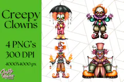 Creepy Clown Halloween PNG Clipart, Spooky Circus Art Product Image 1