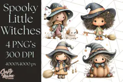 Spooky Little Witches Halloween Clipart PNG Product Image 1