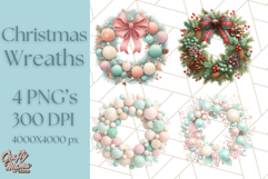 Christmas Wreath Clipart, Holiday Greenery PNG Illustrations Product Image 1