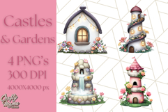 Princess Castle Clipart PNG, Enchanted Garden Artwork Product Image 1