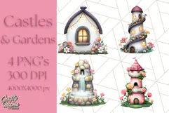 Princess Castle Clipart PNG, Enchanted Garden Artwork Product Image 1