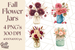 Fall Mason Jar Flowers PNG Clipart Product Image 1