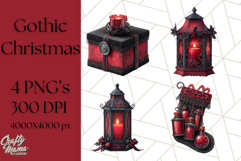 Gothic Christmas Clipart Dark Holiday PNG, Dark Christmas Product Image 1