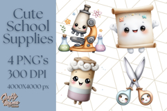 Simple School Supplies Clipart, Cute Classroom PNG Product Image 1