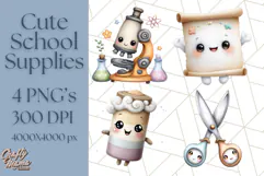 Simple School Supplies Clipart, Cute Classroom PNG Product Image 1