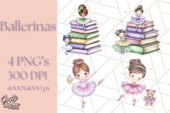 Ballerina Clipart PNG, Cute Ballet Girl Illustration Art Product Image 1