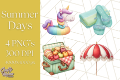 Summer Days Clipart, Whimsical Kids PNG Graphics Product Image 1