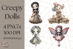 Creepy Dolls Clipart PNG Haunted Toy Characters Product Image 1