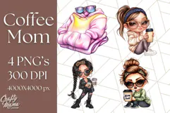 Sassy Mom Coffee PNG Clipart, Messy Bun Mom Life PNGs Product Image 1
