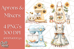 Cottagecore Kitchen Mixer, Apron PNG Clipart, Retro Floral Product Image 1