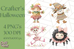 Kawaii Halloween Clipart Cute Kids and Candy Elements Png Product Image 1