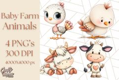 Baby Farm Animal Clipart, Cute Farm Animals Png Product Image 1