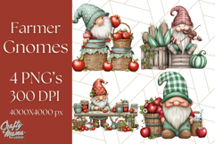 Farmer Gnome Clipart, Cute Farm Gnomes PNG Illustrations Product Image 1