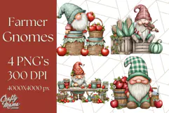 Farmer Gnome Clipart, Cute Farm Gnomes PNG Illustrations Product Image 1
