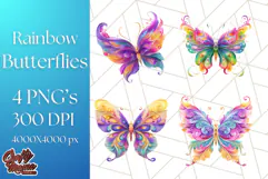 Colorful Butterfly Clipart PNG Clipart, Rainbow Butterfly Product Image 1