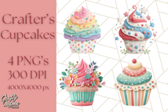 Paper Cupcake Clipart Layered Paper Scrapbook Collage Png Product Image 1