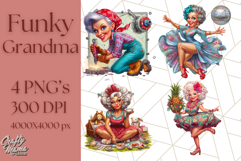 Wild Grandma Clipart PNGs, Funny Quirky Old Ladies Product Image 1