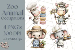 Zoo Animal Occupations PNG, Cute Career Clipart Product Image 1