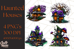 Haunted Houses Clipart PNG, Spooky Halloween Homes Product Image 1