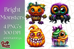 Spooky Cute Monster PNG Clipart, Adorable Halloween Monsters Product Image 1