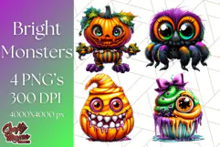 Spooky Cute Monster PNG Clipart, Adorable Halloween Monsters Product Image 1