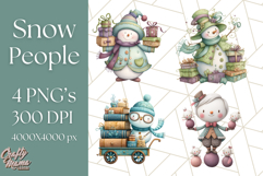 Snowman Family Clipart PNG Winter Holiday Art Product Image 1