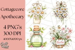 Cottagecore Apothecary PNG Clipart, Rustic Potions &amp; Herbs Product Image 1