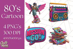 Forgotten 80s Cartoon Clipart PNG, Retro Animal Heroes Product Image 1