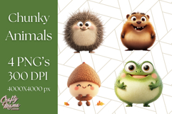 Chunky Kawaii Woodland Critters PNG Clipart, Cute Animals Product Image 1