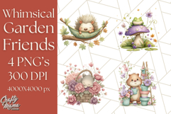 Whimsical Garden Friends Clipart PNG, Animal PNG Product Image 1