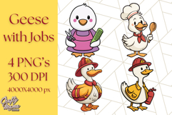 Goose Occupation Clipart PNG, Cute Job-Themed Graphics Product Image 1
